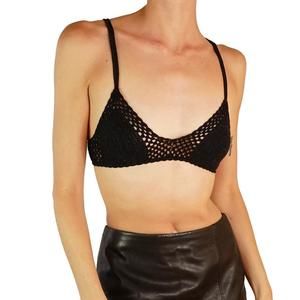 Chan Luu black crochet bikini top